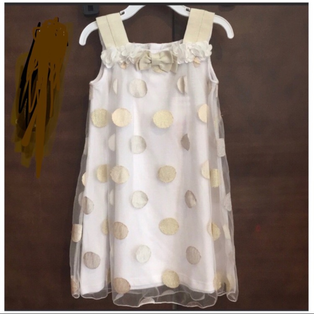 Cynthia Rowley Polka Dot Dress White Gold Size 3T